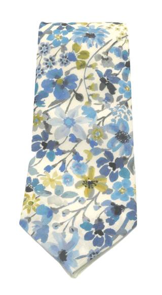Dreams of Summer Blue Cotton Tie Made with Liberty Fabric - BLOSSOM & MOON