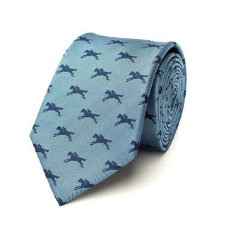 Fox and Chave Racehorses Light Blue Silk Tie - BLOSSOM & MOON