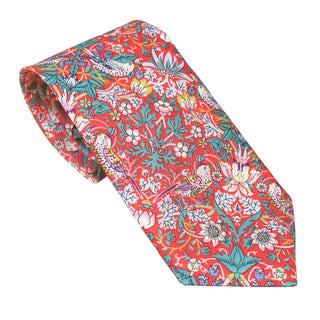 Strawberry Thief Red Cotton Tie Made with Liberty Fabric - BLOSSOM & MOON