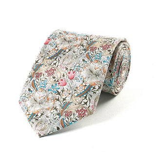 Fox and Chave William Morris Golden Lily Pink Silk Tie - BLOSSOM AND MOON