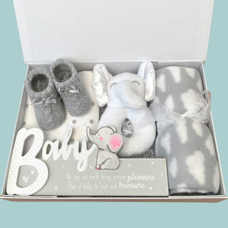 Unisex Baby Hamper Gift Set - Elephant with Luxury Magnetic Gift Box