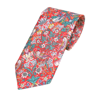 Strawberry Thief Red Cotton Tie Made with Liberty Fabric