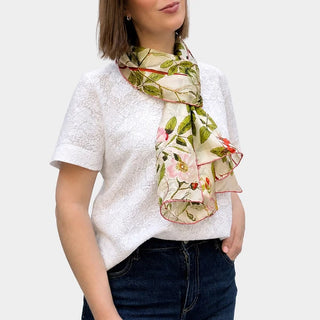 Botanical Pink Rose Large Habotai Silk Scarf - Fox & Chave