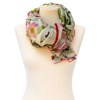 Botanical Pink Rose Large Habotai Silk Scarf - Fox & Chave