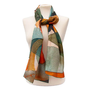 Paul Klee Coral Silk Scarf - Fox & Chave