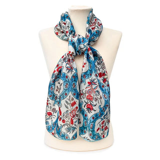 Indian Blue Floral Silk Scarf - Fox & Chave
