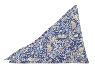 Strawberry Thief Blue Cotton Pocket Square made with Liberty Fabric