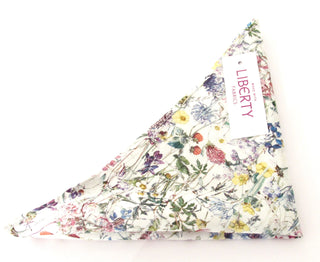 Wild Flowers Ivory Cotton Pocket Square made with Liberty Fabric