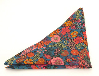 Ciara orange Cotton Pocket Square made with Liberty Fabric