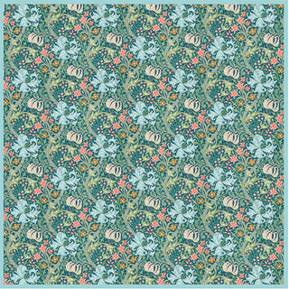 Fox & Chave William Morris Golden Lily Green Silk Pocket Square