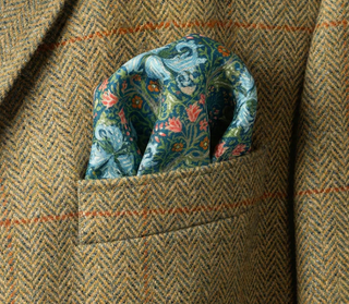 Fox & Chave William Morris Golden Lily Green Silk Pocket Square