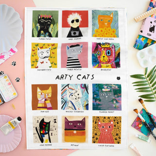 Arty Cats Tea Towel  - BLOSSOM & MOON
