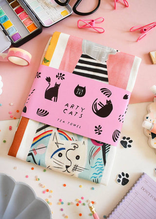 Arty Cats Tea Towel  - BLOSSOM & MOON