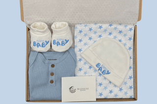 Baby Boy Letterbox Gift Set - Dusky Blue - BLOSSOM & MOON