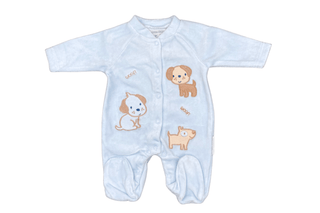 Baby Boy Letterbox Gift Set - Velour Sleepsuit - BLOSSOM & MOON