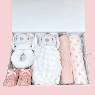 Baby Girl Hamper / Baby Shower Gift Set - Bunny with Luxury Magnetic Gift Box - BLOSSOM & MOON