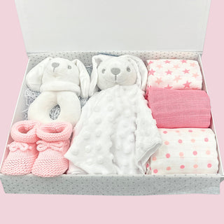 Baby Girl Hamper Gift Set - White Bunny with Luxury Magnetic Gift Box - BLOSSOM & MOON