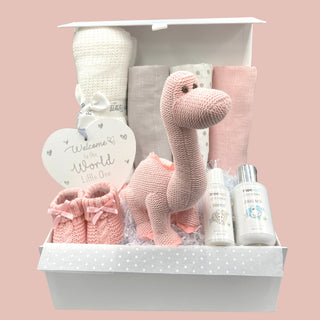 Baby Girls Hamper Gift Set - Organic Cotton Dinosaur with a Luxury Gift Box - BLOSSOM & MOON