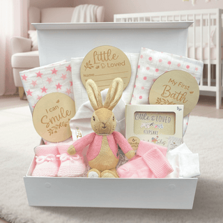Baby Hamper Gift Set - Flopsy Rabbit with a Luxury Magnetic Gift Box - BLOSSOM & MOON