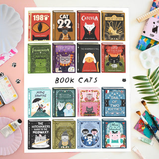 Book Cats Tea Towel  - BLOSSOM & MOON