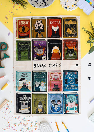 Book Cats Tea Towel  - BLOSSOM & MOON