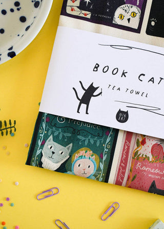 Book Cats Tea Towel  - BLOSSOM & MOON