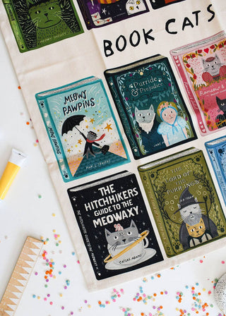 Book Cats Tea Towel  - BLOSSOM & MOON