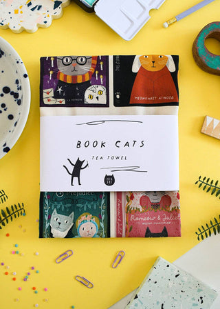Book Cats Tea Towel  - BLOSSOM & MOON