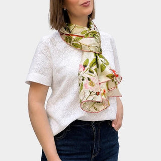 Botanical Pink Rose Large Habotai Silk Scarf - Fox & Chave - BLOSSOM & MOON