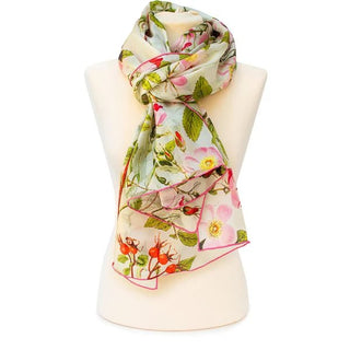 Botanical Pink Rose Large Habotai Silk Scarf - Fox & Chave - BLOSSOM & MOON
