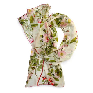 Botanical Pink Rose Large Habotai Silk Scarf - Fox & Chave - BLOSSOM & MOON