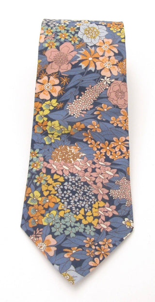 Ciara Blue Cotton Tie Made with Liberty Fabric - BLOSSOM & MOON