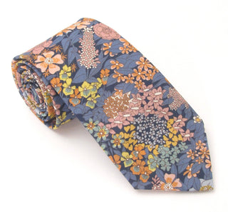 Ciara Blue Cotton Tie Made with Liberty Fabric - BLOSSOM & MOON