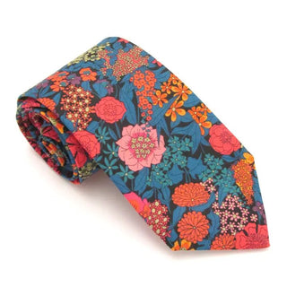 Ciara Orange Cotton Tie Made with Liberty Fabric - BLOSSOM & MOON