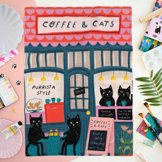 Coffee and Cats Tea Towel - BLOSSOM & MOON