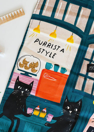 Coffee and Cats Tea Towel - BLOSSOM & MOON