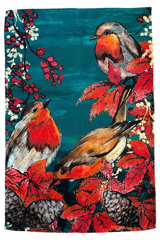 Dollyhotdogs Christmas Robin Tea Towel - BLOSSOM & MOON