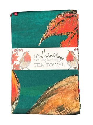 Dollyhotdogs Christmas Robin Tea Towel - BLOSSOM & MOON