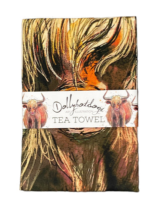 Dollyhotdogs Highland Cow Tea Towel - BLOSSOM & MOON