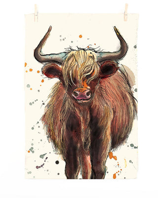 Dollyhotdogs Highland Cow Tea Towel - BLOSSOM & MOON