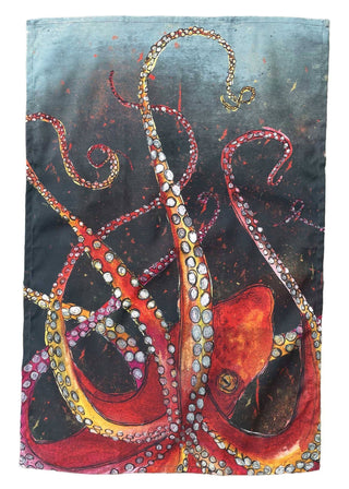 Dollyhotdogs Red Octopus Tea Towel - BLOSSOM & MOON