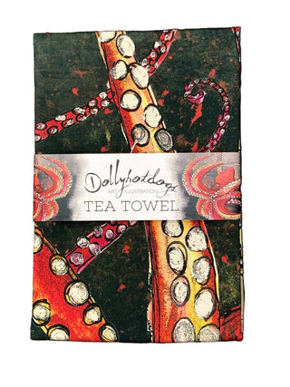 Dollyhotdogs Red Octopus Tea Towel - BLOSSOM & MOON