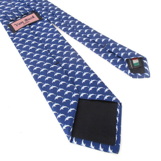 Dolphin - Italian Printed Silk Navy Tie - Van Buck - BLOSSOM & MOON