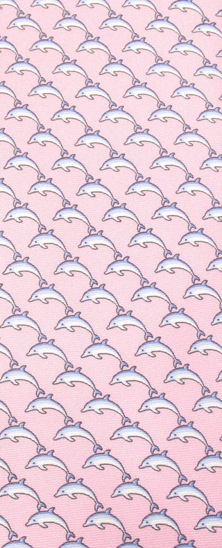 Dolphin - Italian Printed Silk Pink Tie - Van Buck - BLOSSOM & MOON