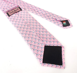 Dolphin - Italian Printed Silk Pink Tie - Van Buck - BLOSSOM & MOON