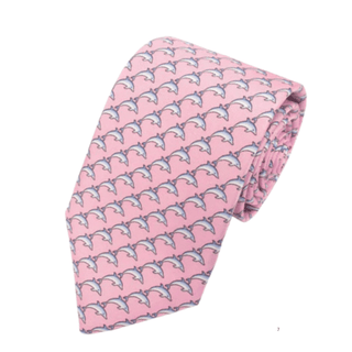 Dolphin - Italian Silk Pink Tie - Van Buck - BLOSSOM & MOON