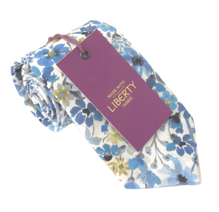 Dreams of Summer Blue Cotton Tie Made with Liberty Fabric - BLOSSOM & MOON