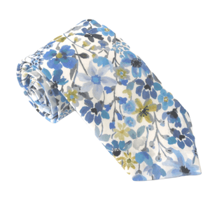 Dreams of Summer Blue Cotton Tie Made with Liberty Fabric - BLOSSOM & MOON
