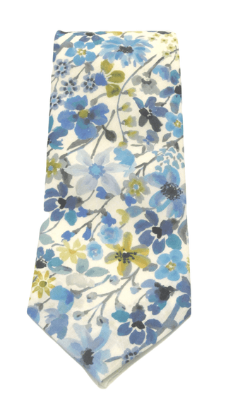 Dreams of Summer Blue Cotton Tie Made with Liberty Fabric - BLOSSOM & MOON