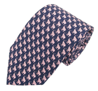 Elephant - Italian Printed Silk Navy Tie - Van Buck - BLOSSOM & MOON